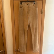 Pia Rucci Women  s Vintage Suede Leather Pants Tan Size 12-14