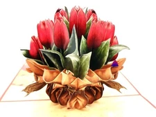 3D Pop Up Greeting Card Flower Floral Tulips Birthday Mom Mother Valentine's Day