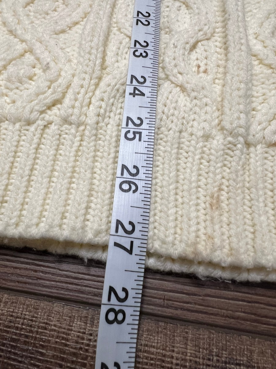 Vintage Sears Kings Road Cable Knit Fisherman Sweater Ivory Cream 