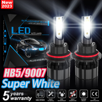 9007 HB5 COB LED Headlight Bulbs Conversion Kit High Low Beam 6000K Super White