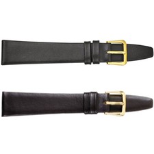 Ladies Regular Smooth Calf Leather Flat Watch Strap Band, 2 Optional Colors