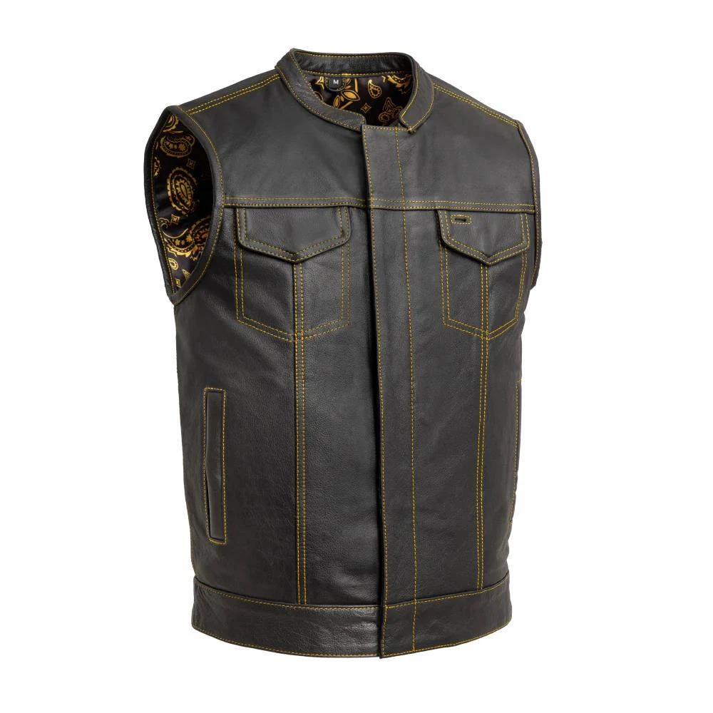 Leather sale motorcycle vest