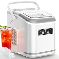 26.5lbs/24Hrs Portable Ice Makers with Handle , 6Mins/9 Ice Cubes, Self-Cleaning