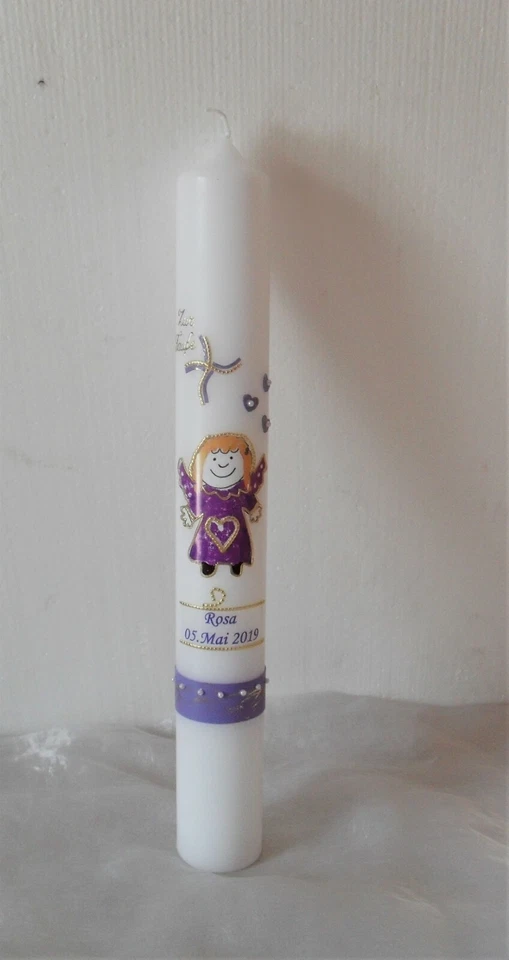 Taufkerze/Kommunionkerze "Schutzengel "zur Geburt" Mädchen,Junge Taufgeschenk - Bild 4 von 4