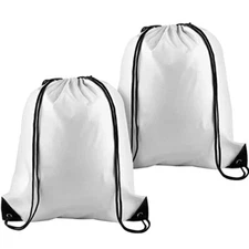  2 Pcs White Drawstring Backpack Drawstring Bag Bulk Sports Cinch Bags String 