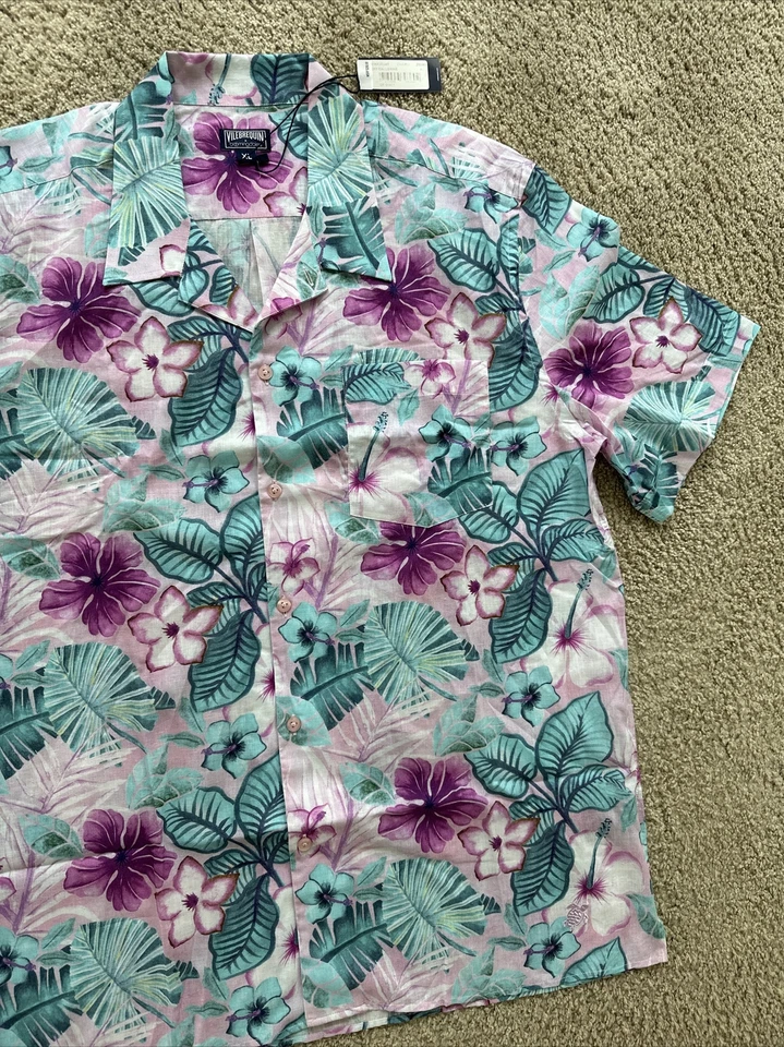 NWT 100% Authentic VILEBREQUIN Short Sleeve Shirt 60% Cotton 40% Linen - XL - Image 4 of 4