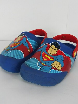 CROCS Superman Light Up Clog Kids Sz Blue Comfort Slippers