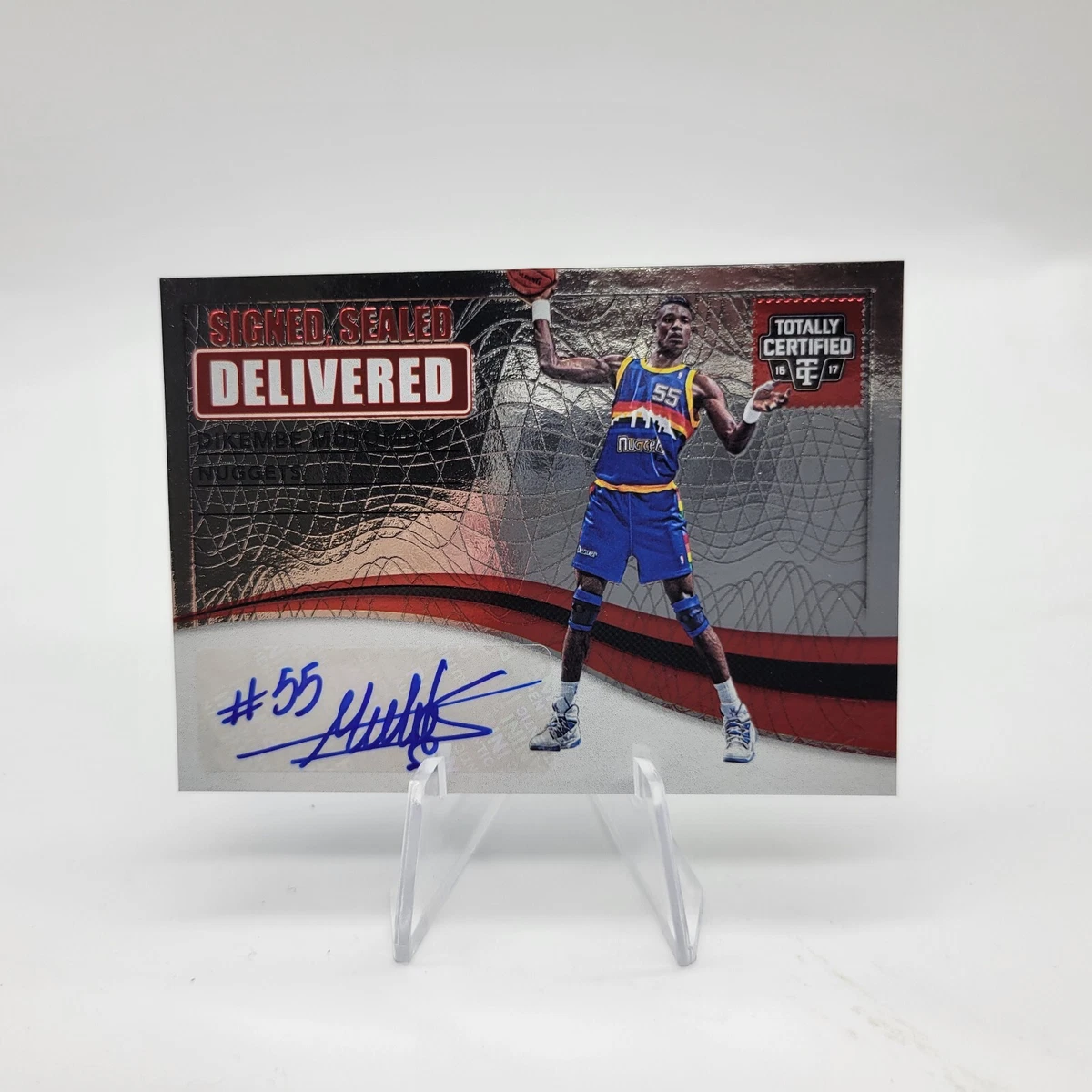 Carte Dikembe Mutombo 2018-19 Panini Vanguard Tri Colour Patch Auto HOF15 10/10