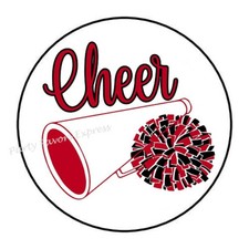 RED CHEER CHEERLEADING ENVELOPE SEALS LABELS STICKERS PARTY FAVORS