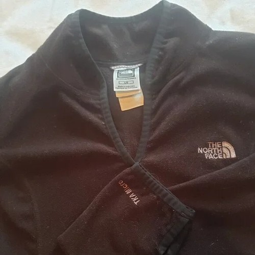 The North Face TKA Micro V Neck Fleece Pullover Black Womens L Fitted Run Gym - Picture 3 of 10