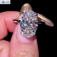 IGI 4.25Ct F VS1 Oval Cut Lab Grown Diamond Engagement Ring In 14K White Gold