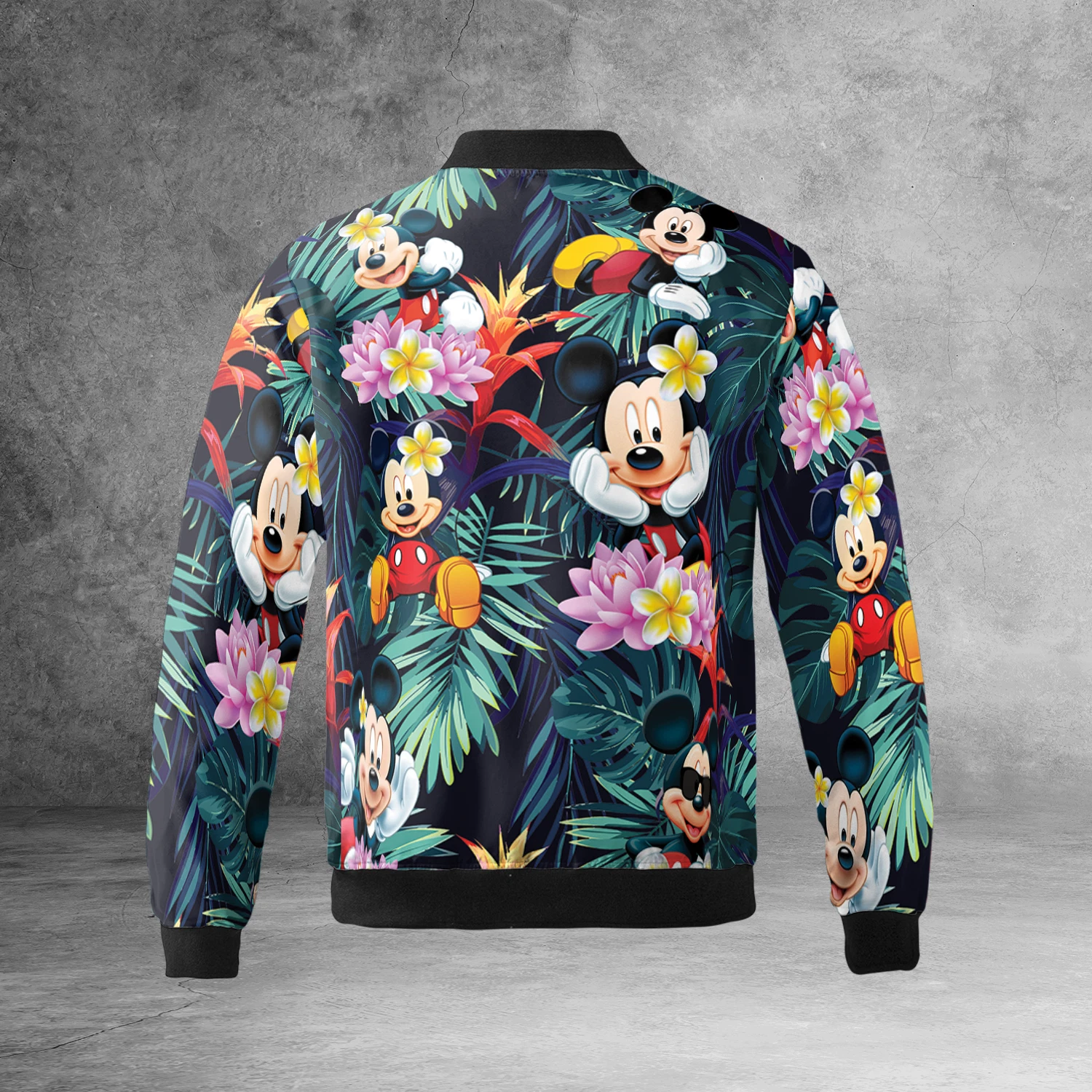 Cartoon Mickey Mouse Tropical Leaves Flowers Summer Vibes Jacket