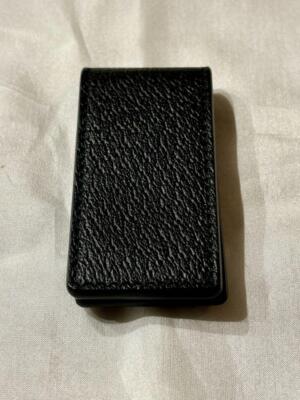 NM GUCCI Metal Bee Animalier Money Clip Black Leather Wallet Bill