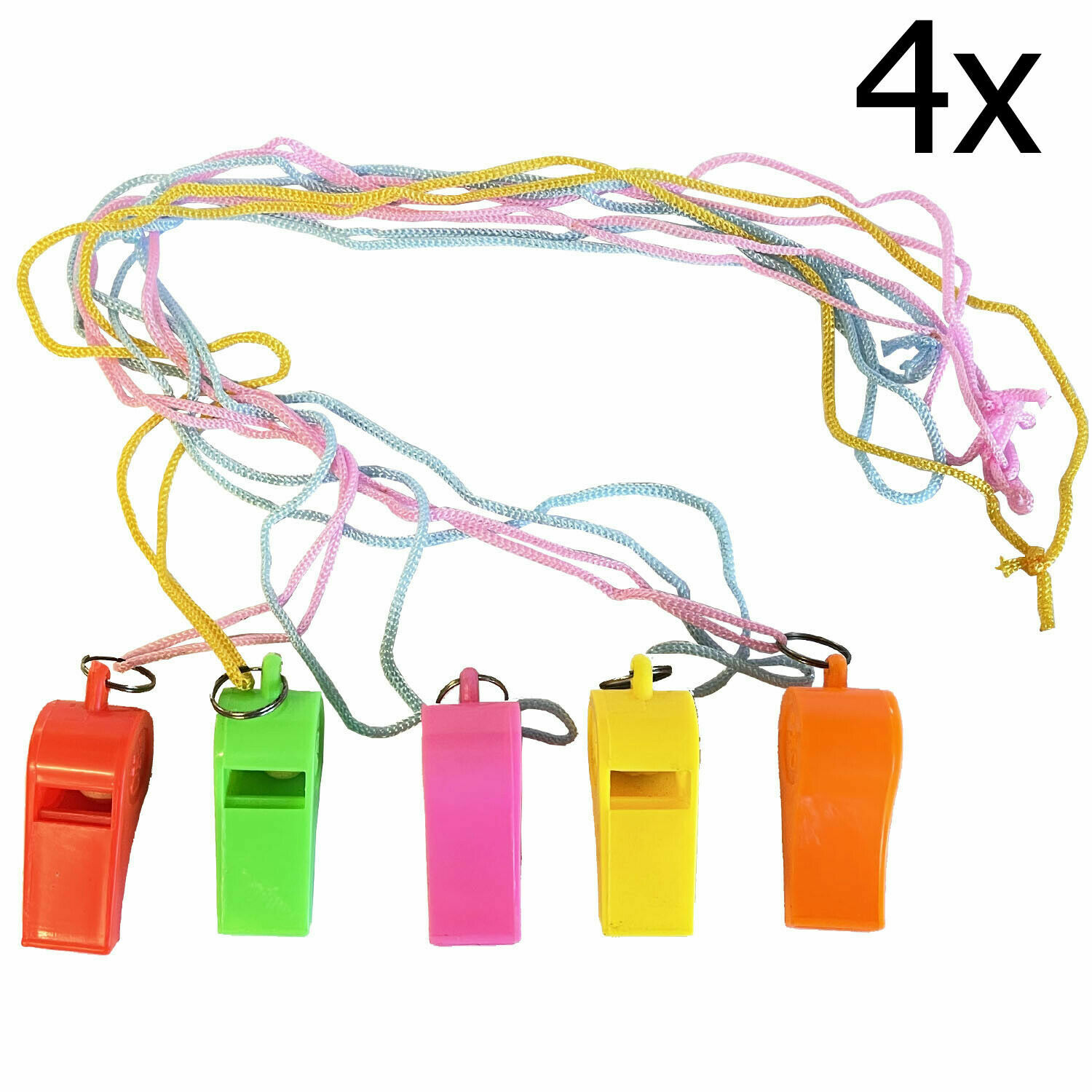 4 x PLASTIC WHISTLES sports football referee rugby hockey dog pet