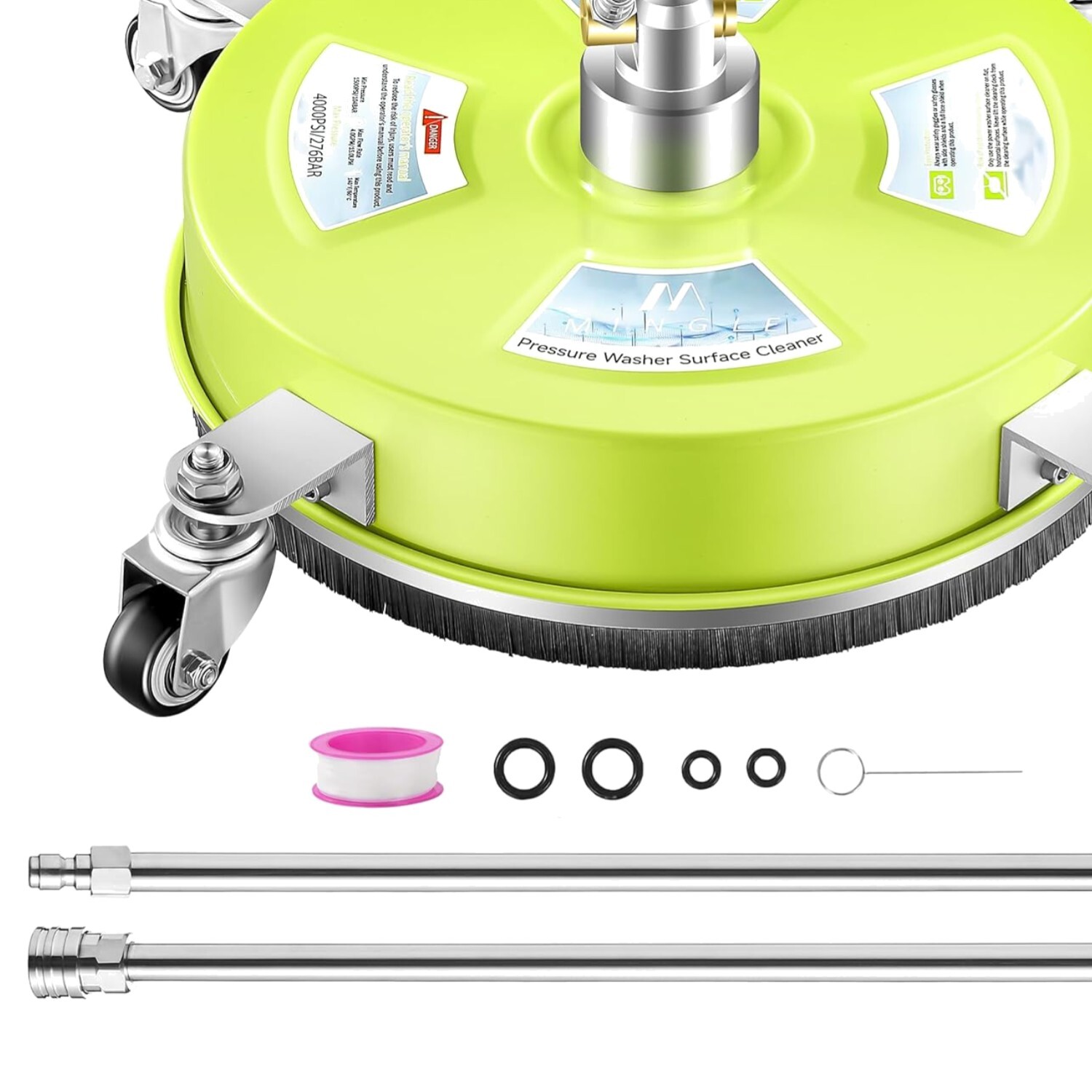 14'' Stainless Steel Pressure Washer Surface Cleaner - Dual Nozzle Power