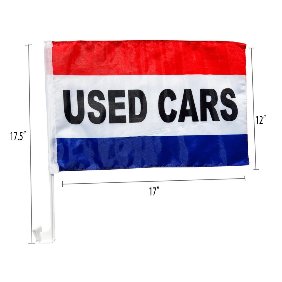 12 PACK USED CARS AUTO CAR DEALER SUPPLIES Window Clip On Flags Sale Flag - Image 2 of 4