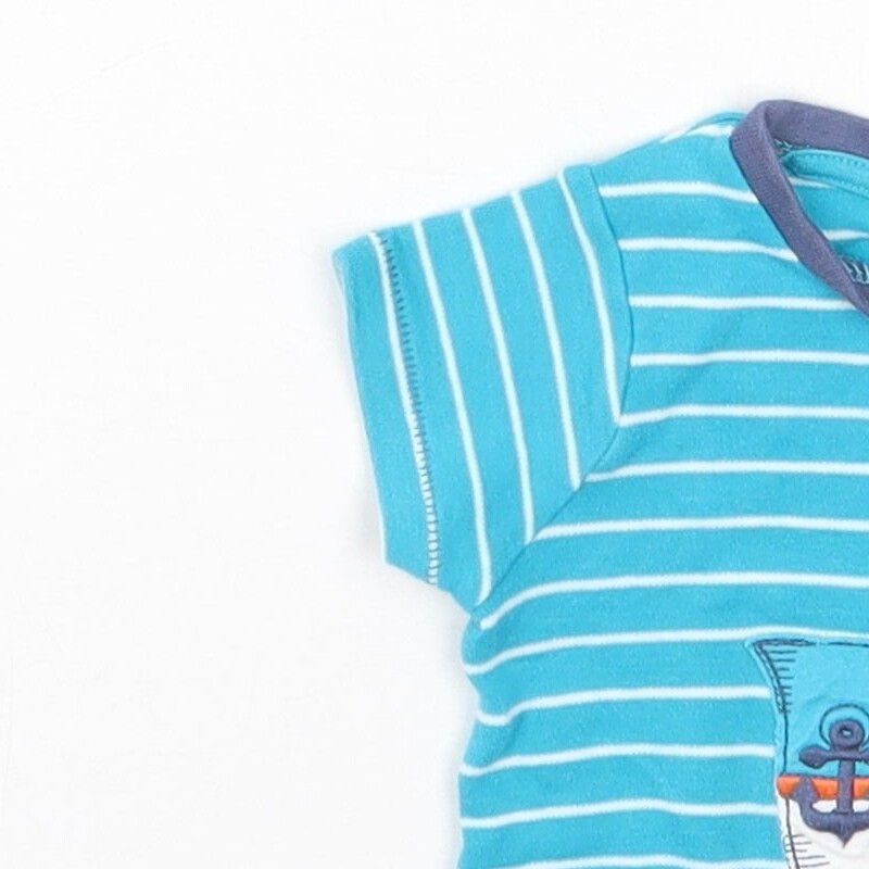 Mini Club Girls Blue Striped Cotton Blend T-Shirt Size 3-6 Months - b image 6