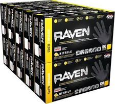 SAS Safety 66519 Nitrile Raven Powder-Free Disposable Glove,X-Large Case of 1000