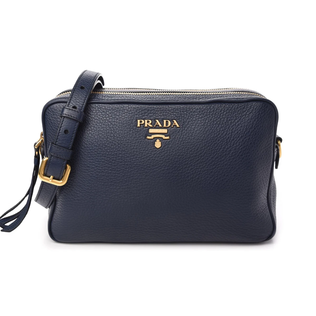 Prada Women's White Vitello Phenix Leather Crossbody HandBag 1BH079