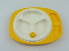Fisher Price 2150 Fun With Food Warming Dish Plate Vintage 1988 Yellow White