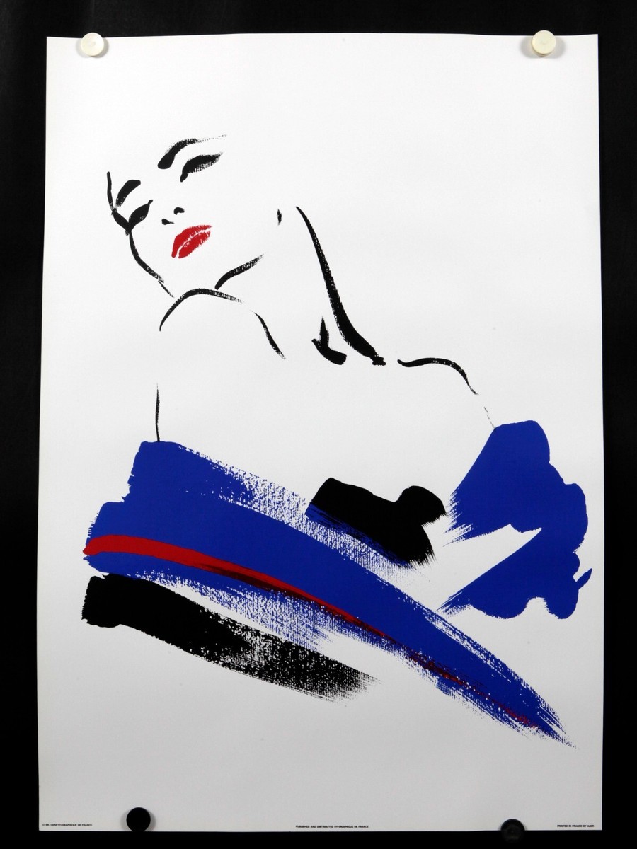 Michel Canetti - Blue Stole - Red Lips - 1980s - Silkscreen Poster