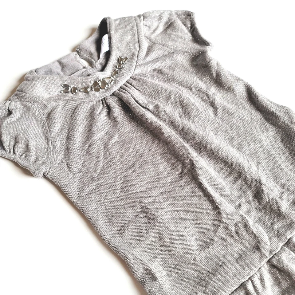 Vestido de férias Gymboree Girls 10 "Holiday Gems" prata cinza brilhante gema novo com etiquetas - Imagem 2 de 2