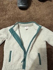 Cat  Jack Unisex Kids Sherpa Fleece Full Zip Jacket w/ Pockets 12 mBeige/Green