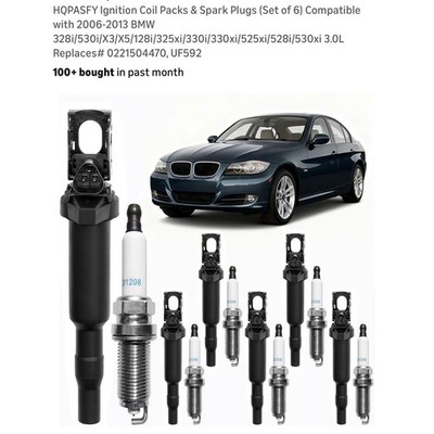 Ignition Coil Packs+Spark Plugs Set of 6 UF592 BMW 328i 528i X3 X5