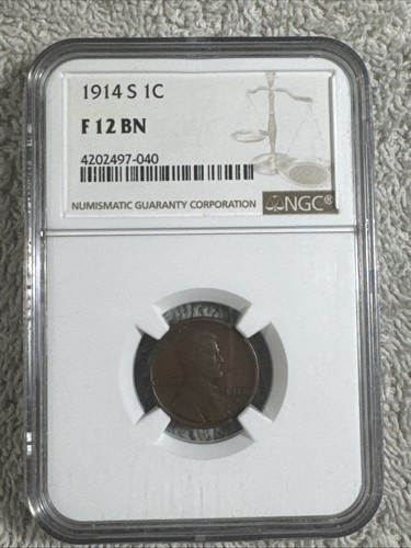 1914 S 1 Cent NGC F12 BN