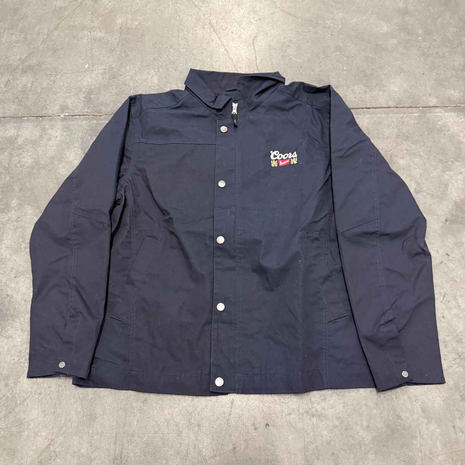 Size 2XL - Coors Banquet Jacket Mens Navy Canvas Snap inside Zip Ships Fast!