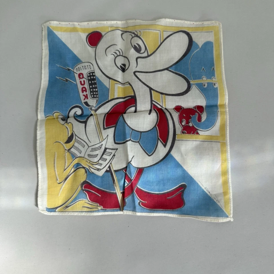 Pañuelo infantil colorido vintage firmado por Tom Lamb estación de pato QUAK Foto 4 de 4