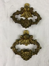 Pair Antique French Brass Coffin Handles C1900’s                           #6946