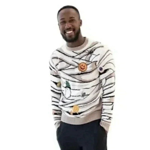 NEW Blizzard Bay Pullover Long Sleeve Embroidered Halloween Sweater Mens Sz Med