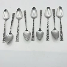 Supreme Cutlery By Towle Aquarius Stainless Flatware MCM Tea Spoons Lot Of 9