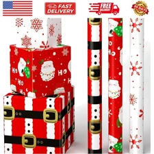 Christmas Wrapping Paper Rolls - 3 Rolls 17”x 120”Red Christmas Wrapping Pape...