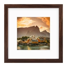 12x12 Picture Frame Brown 8x8 with Mat or 12x12 No Mat Square Wall Frame
