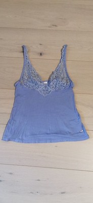 Lascana Top mit Spitze blau XS