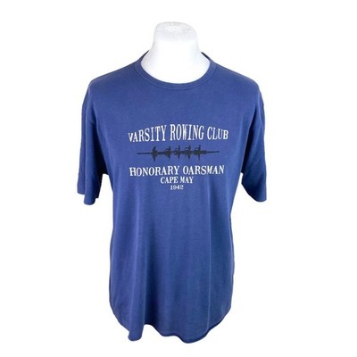 Rowing Club T-Shirt Large Blau Grafik T-Shirt Oversized Y2k Cape May Tee