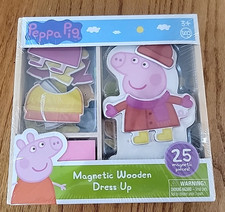 NIB Peppa Pig Magnetic Wood Dress Up Doll 25 Colorful Magnetic Wood Pieces