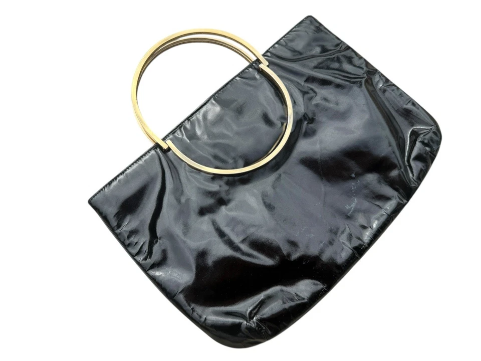 Bolso sin asas negro de charol sintético vintage de los 90 de Lisette Foto 3 de 4