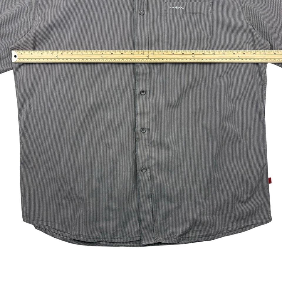 Kangol button up long sleeve grey striped shirt 2XL #0081 - Image 2 of 4