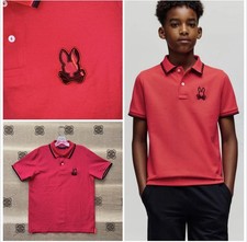 PSYCHO BUNNY boy's 100 PIMA COTTON POLO shirt in red size 5