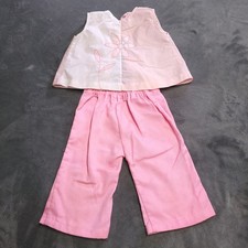 Vtg 80s Girl's Two 2 Piece Blouse Pant Set Size 3T Pink Floral Read Description