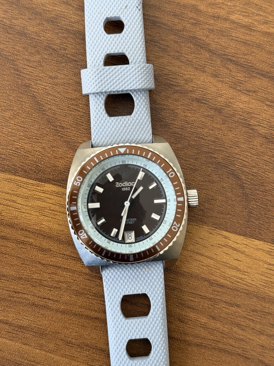 Zodiac Brown Dial Dive Watch with Light Blue Strap unisex | eBay display picture 2