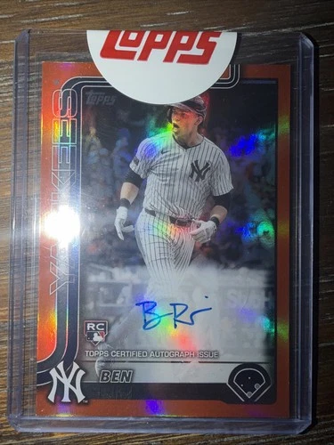 2025 Topps Series One Ben Rice Rookie Autograph True Orange /25