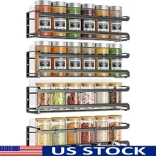 Metal Spice Rack Organizer 4 Pack W/ Side Guards Two Installation Options New
