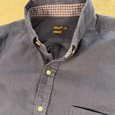 J. McLaughlin Shirt Men Size Medium Classic Fit Flip Cuff Navy Blue