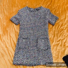 Jealous Tomato Tweed Shift Dress Womens Medium Multicolor Short Sleeve Pockets