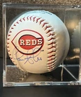 Chris Sabo Signed OML Reds Logo Baseball (AWM) in display case.