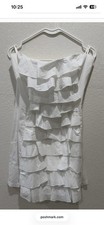 Women’s Zara, White Cotton Ruffle, Eyelet Strapless, Mini Dress Size Small New